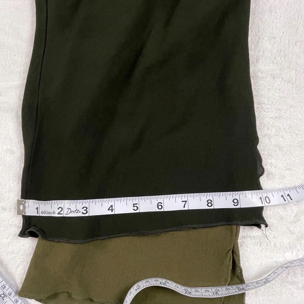 Dinah Lee Womens 1X Rayon Georgette 2 Piece Pant Set Olive Green Black Lagenlook